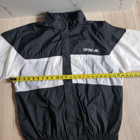 VTG Windbreaker Jacket Live Fast Men XL Stefano Ripstop Outdoor Mock Neck Bomber - Picture 7 of 9